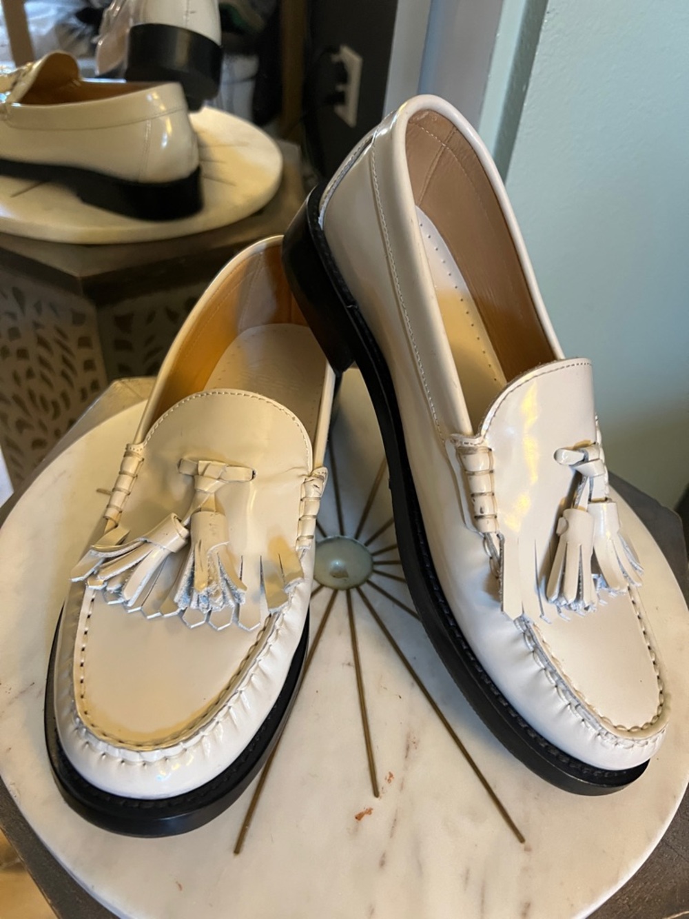 SESA, size 39 EU (8.5 US), Elegant Cream Leather Loafers, made in Italy